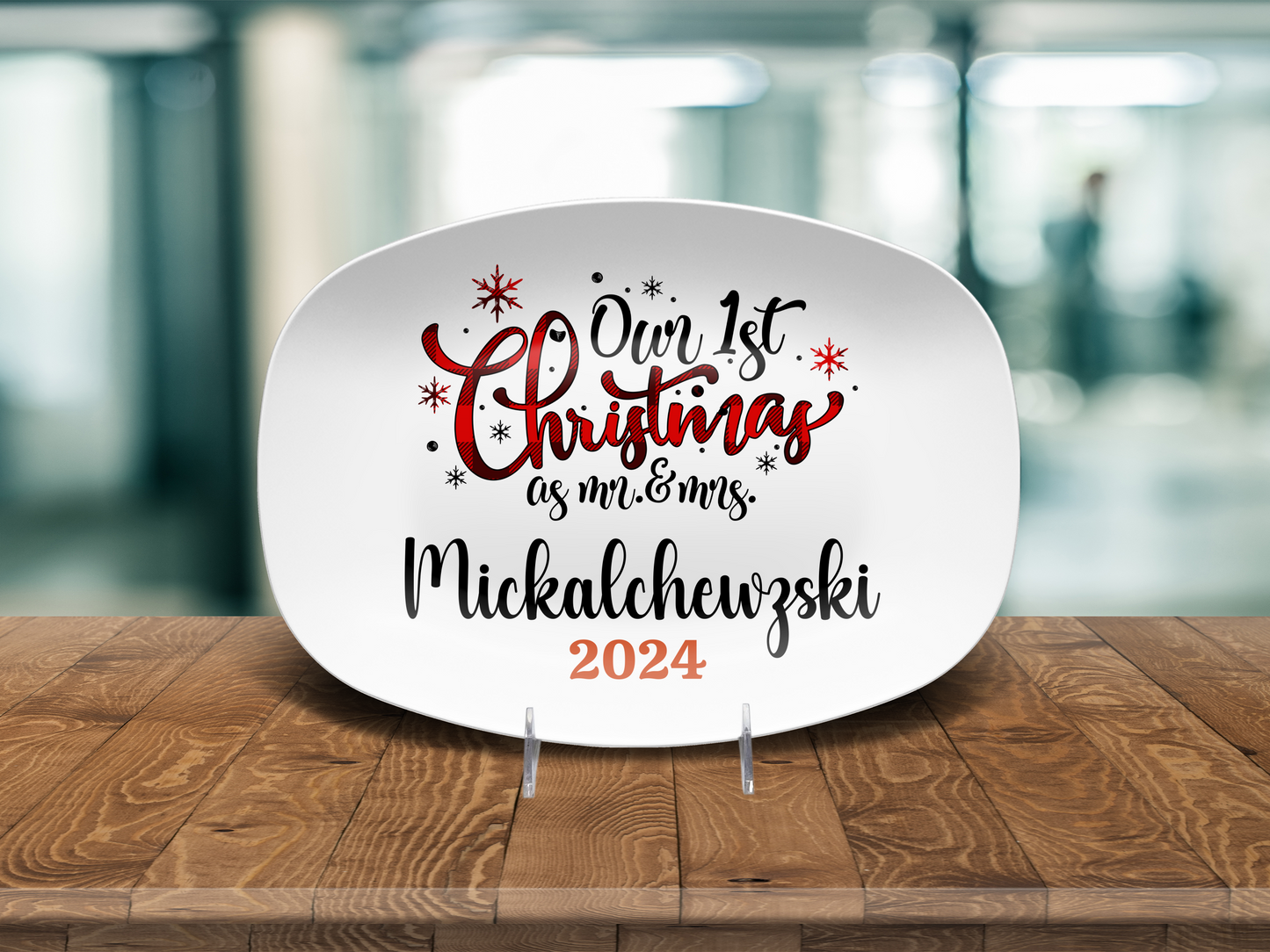 Our First Christmas As Mr and Mrs Personalized Serving Platter