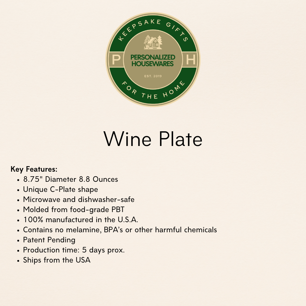 Personalized Wine Plates, Wine Glass Holder, Hostess Gift for Women, Outdoor Entertaining, Unique Wine Gifts