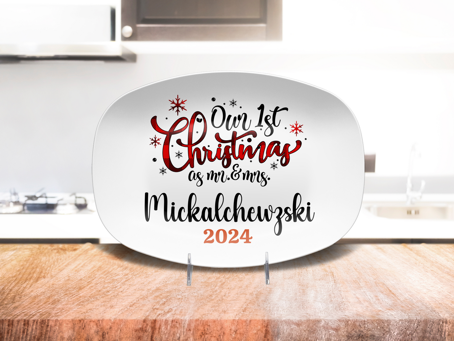 Our First Christmas As Mr and Mrs Personalized Serving Platter