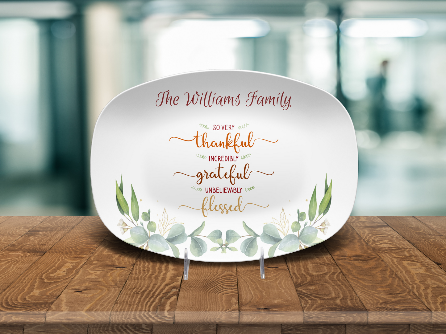 Thankful, Grateful, Blessed Personalized Thanksgiving Serving Platter