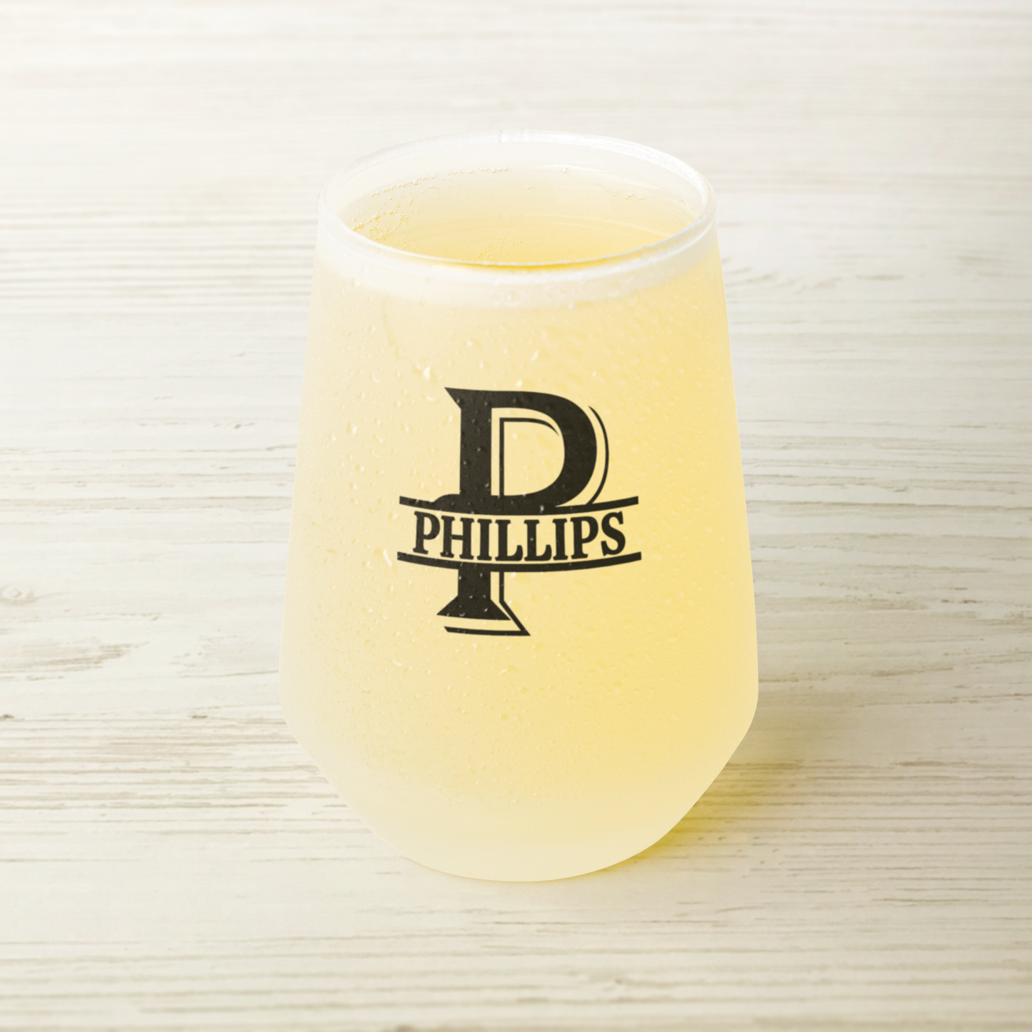 Personalized Frosted Stemless Wine Glass 13oz, Modern Barware, Elegant Wine Drinkware, Monogram Glass, Dishwasher Safe, Gift Option