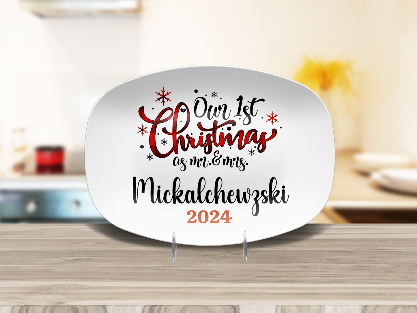 Our First Christmas As Mr and Mrs Personalized Serving Platter
