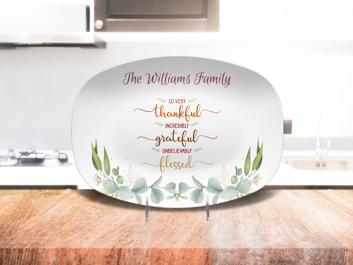 Thankful, Grateful, Blessed Personalized Thanksgiving Serving Platter