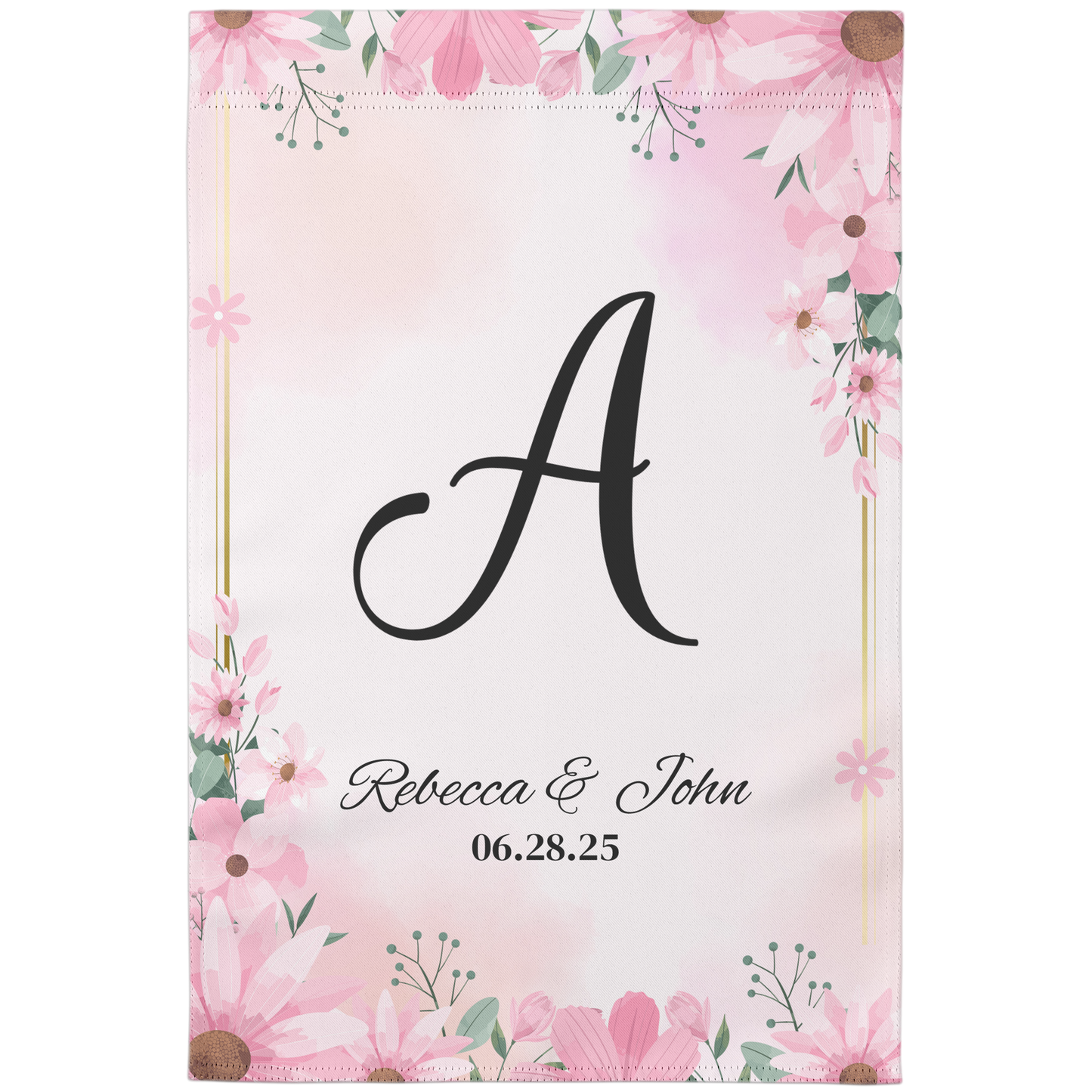 Custom Garden Flag, Personalized Outdoor Decor, Double-Sided Floral Flag, Weather-Resistant, Custom Family Name Flag