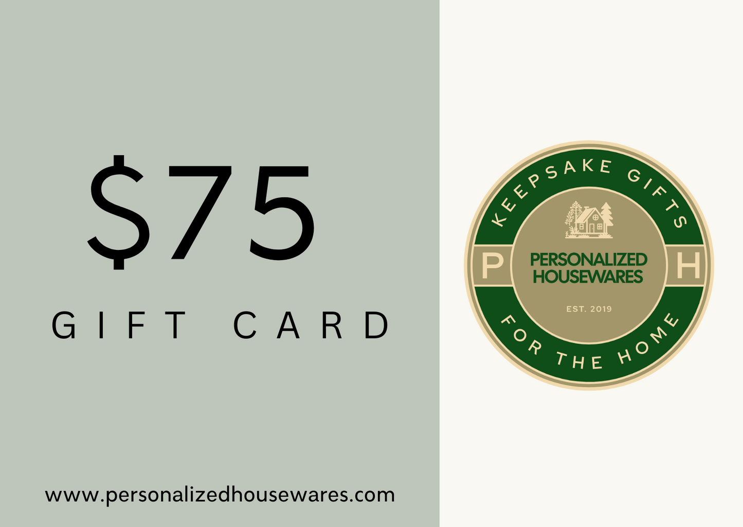 Personalized Housewares Gift Card $25 - $100