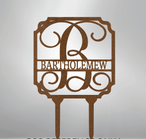 Vine Stake Monogram Metal Art Sign