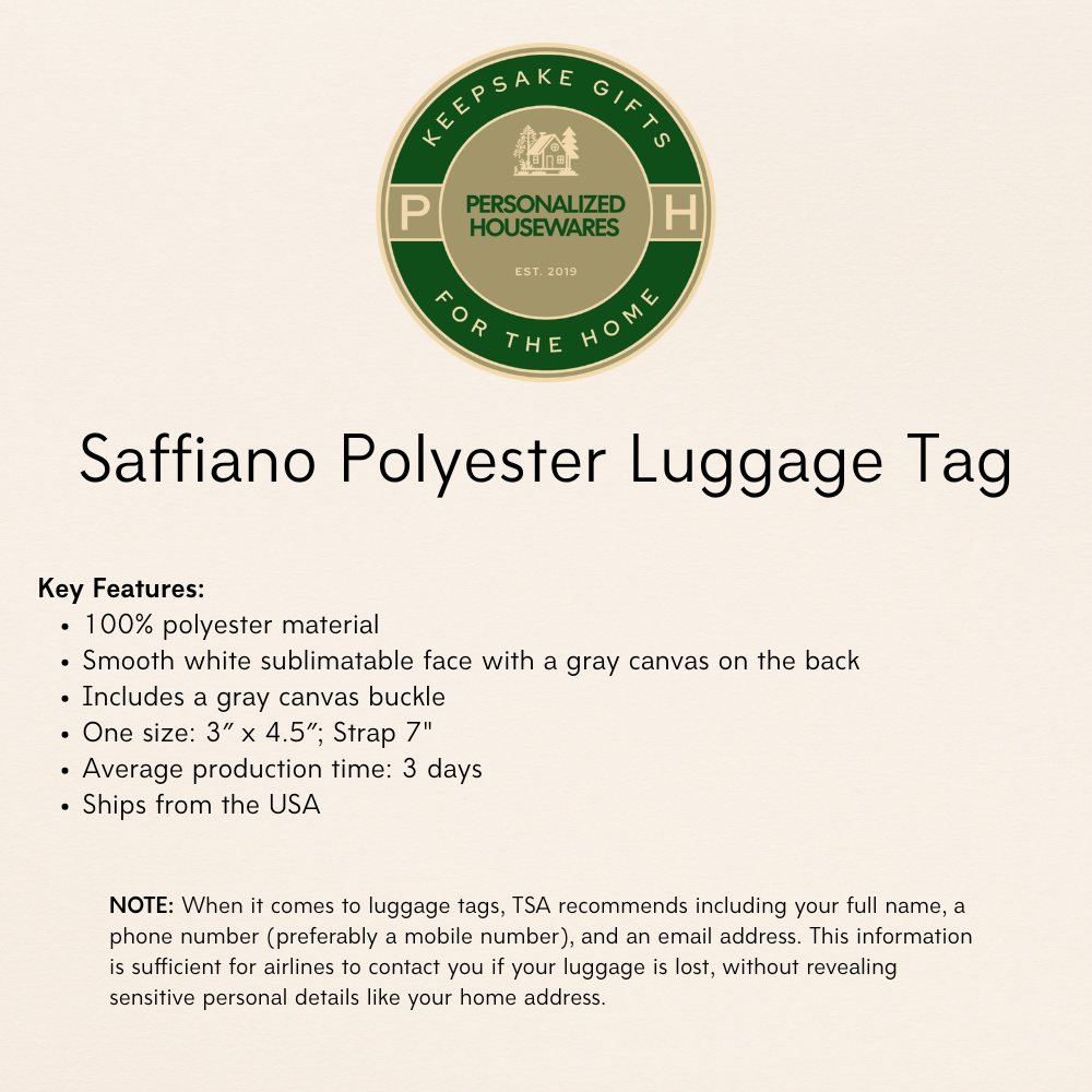 Personalized Luggage Tag Custom Travel Tags, Identifies Luggage Easily, Personalized Bag Tag with Strap, Travel Gift for Him or Her