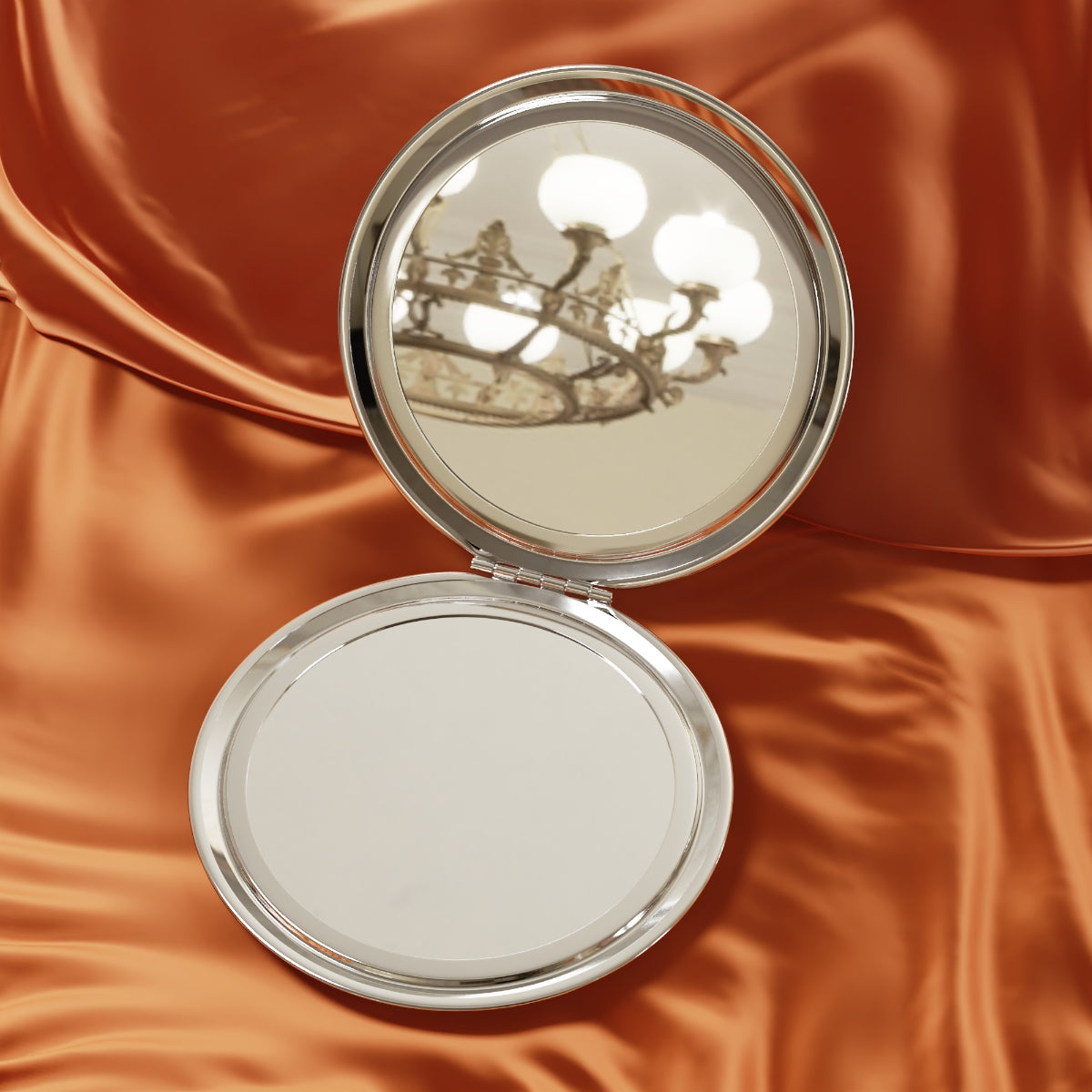 Personalized Compact Mirror with Kiss Pattern, Custom Travel Makeup Mirror, Cute and Shiny, Metal Finish, Gift for Her