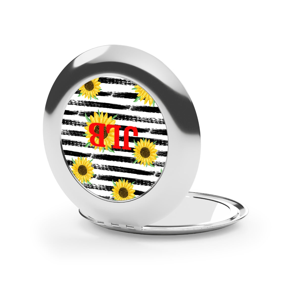 Personalized Compact Mirror, Travel Makeup Essential, Sunflower Design, Custom Makeup Gadget, Stylish Portable Mirror, Gift for Her