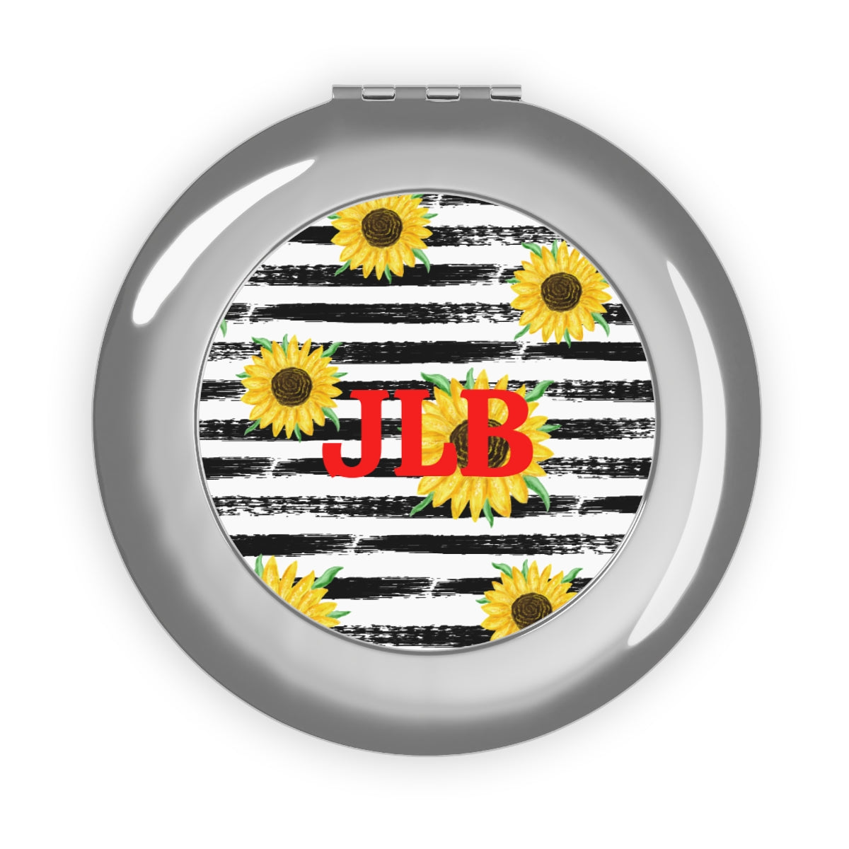 Personalized Compact Mirror, Travel Makeup Essential, Sunflower Design, Custom Makeup Gadget, Stylish Portable Mirror, Gift for Her