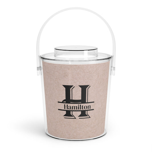 Perssonlized Ice Bucket with Tongs Split Initial With Name