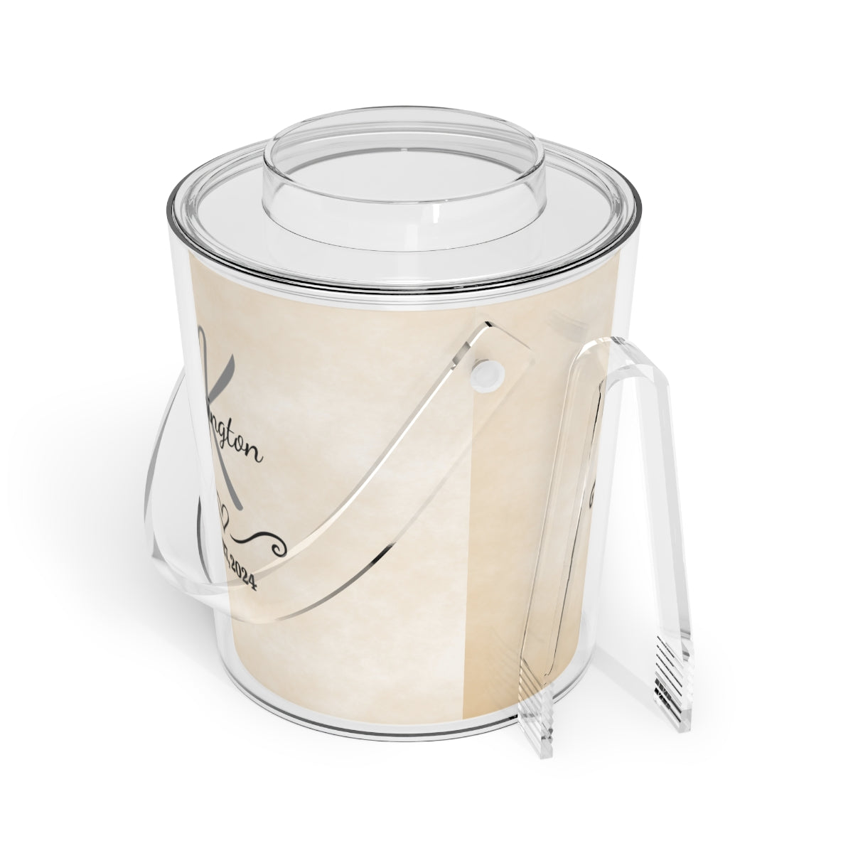 Personalized Ice Bucket with Tongs - Name and Date