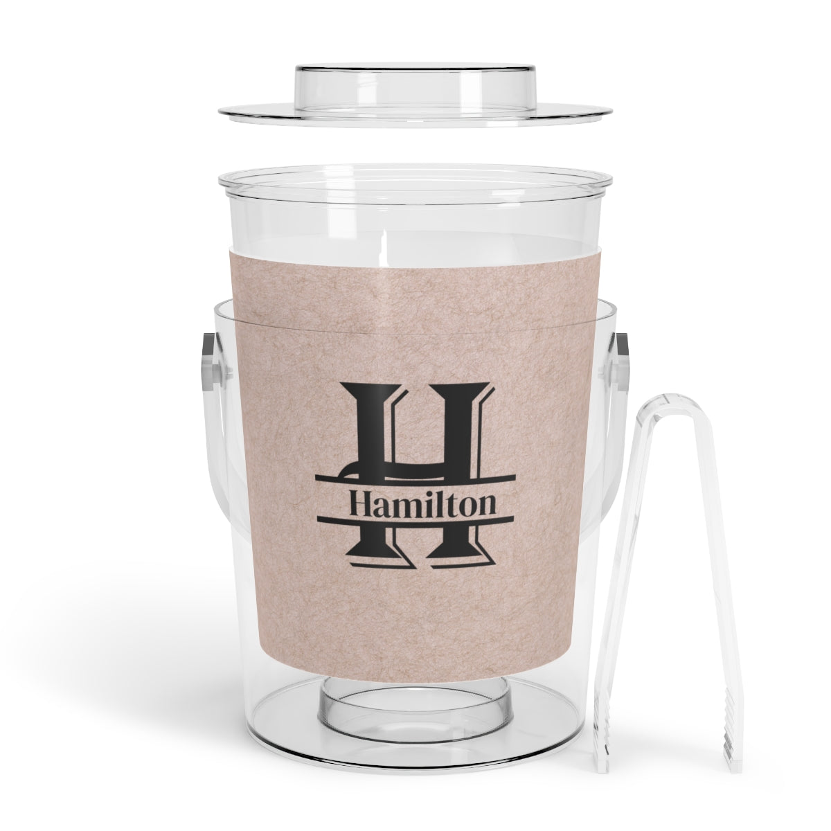 Perssonlized Ice Bucket with Tongs Split Initial With Name