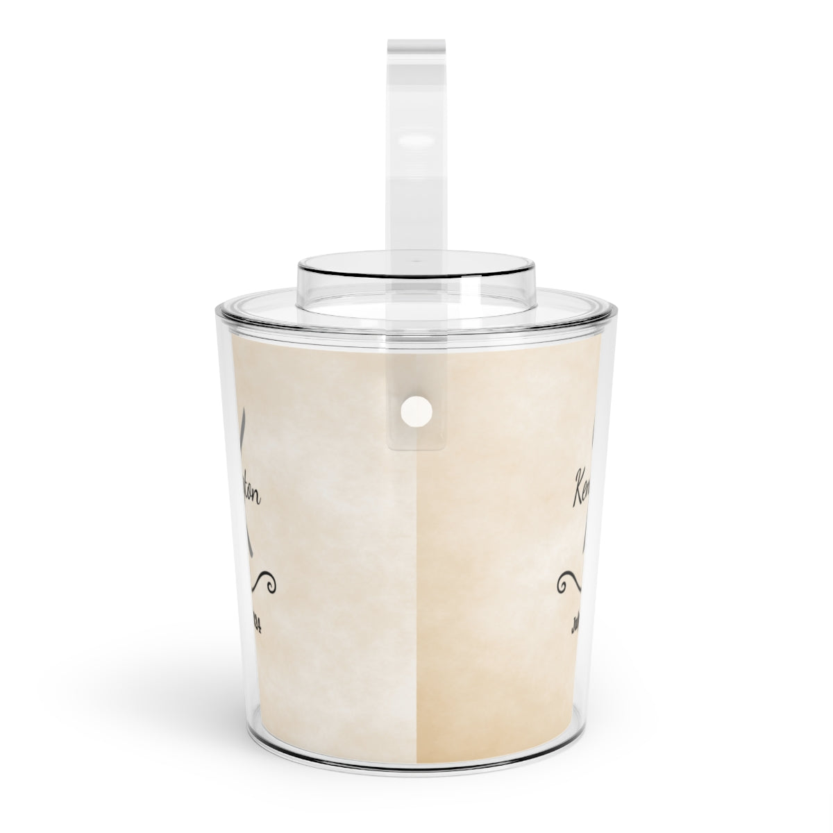 Personalized Ice Bucket with Tongs - Name and Date