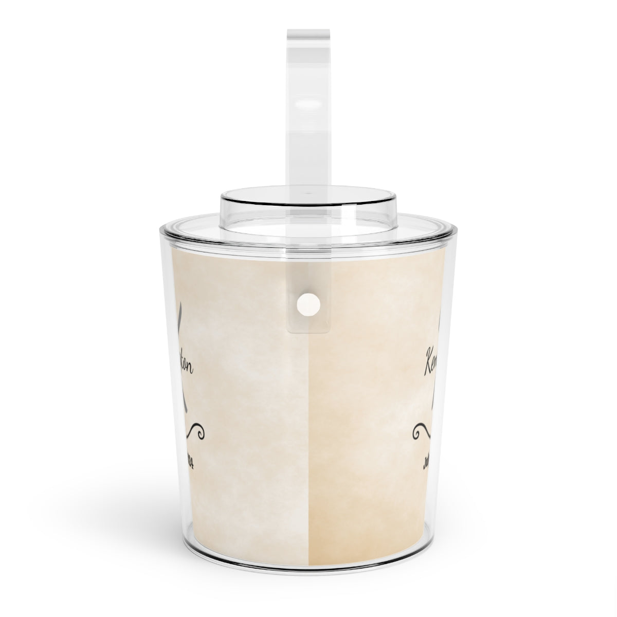 Personalized Ice Bucket with Tongs - Name and Date