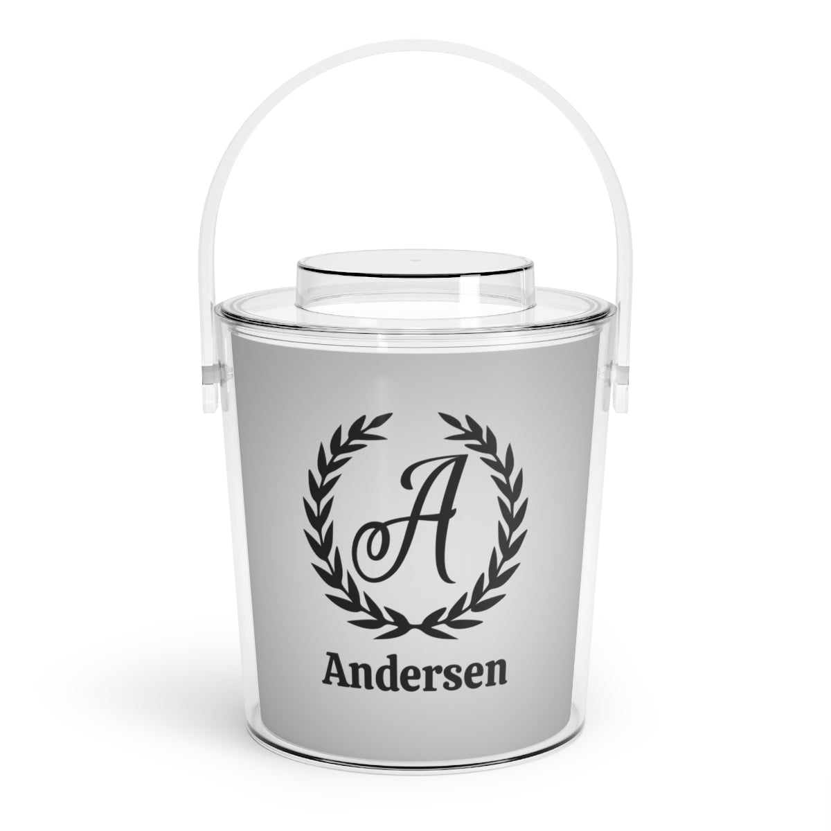 Personalized Ice Bucket with Tongs Wheat Initial With Name
