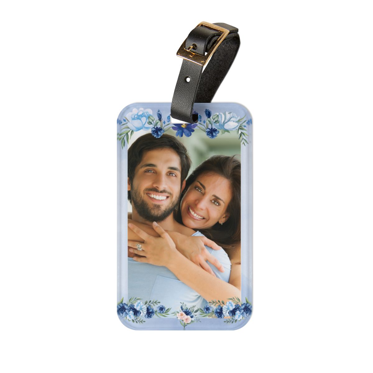 Acrylic Luggage Tag with Floral Frame, Personalized Travel Tag, Custom Photo Tag, Business Card Holder, Elegant Gift for Travelers