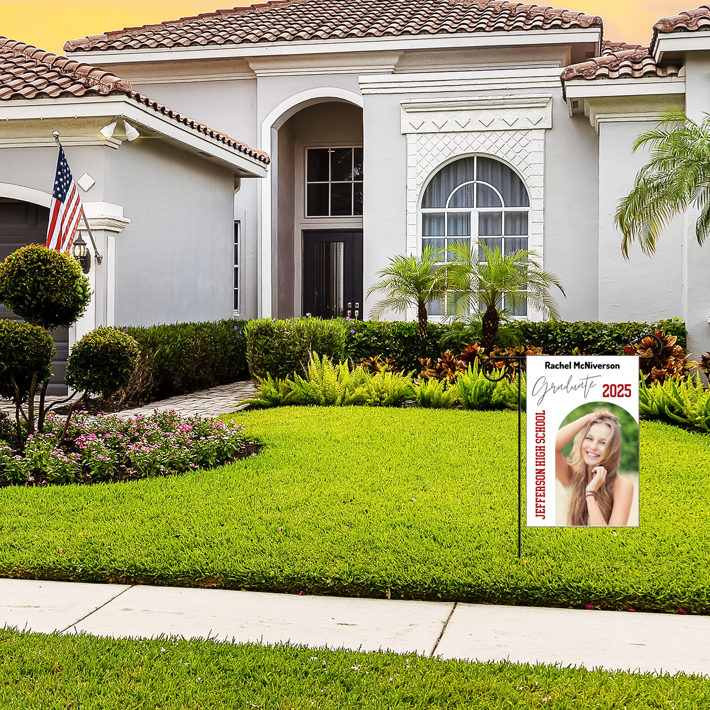 Graduation Garden Flag 12" x 18" Double-Sided Print (With or Without Pole)