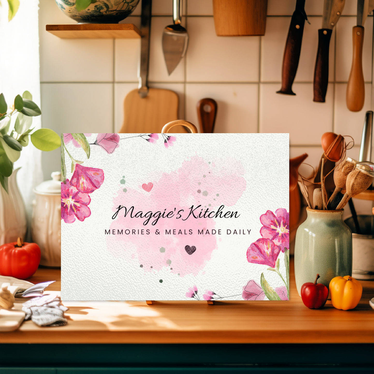 Personalized Textured Glass Cutting Board Pink