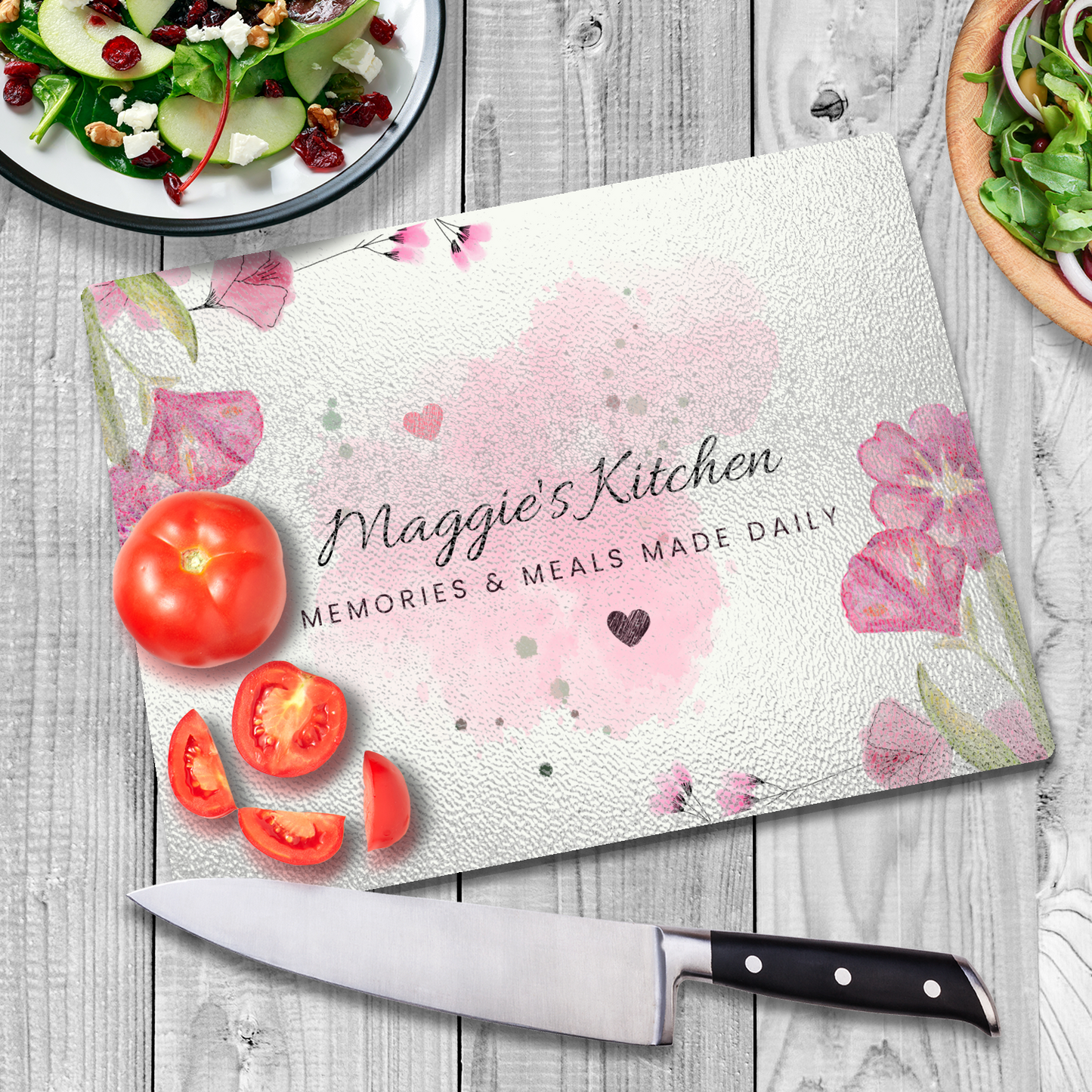 Personalized Textured Glass Cutting Board Pink