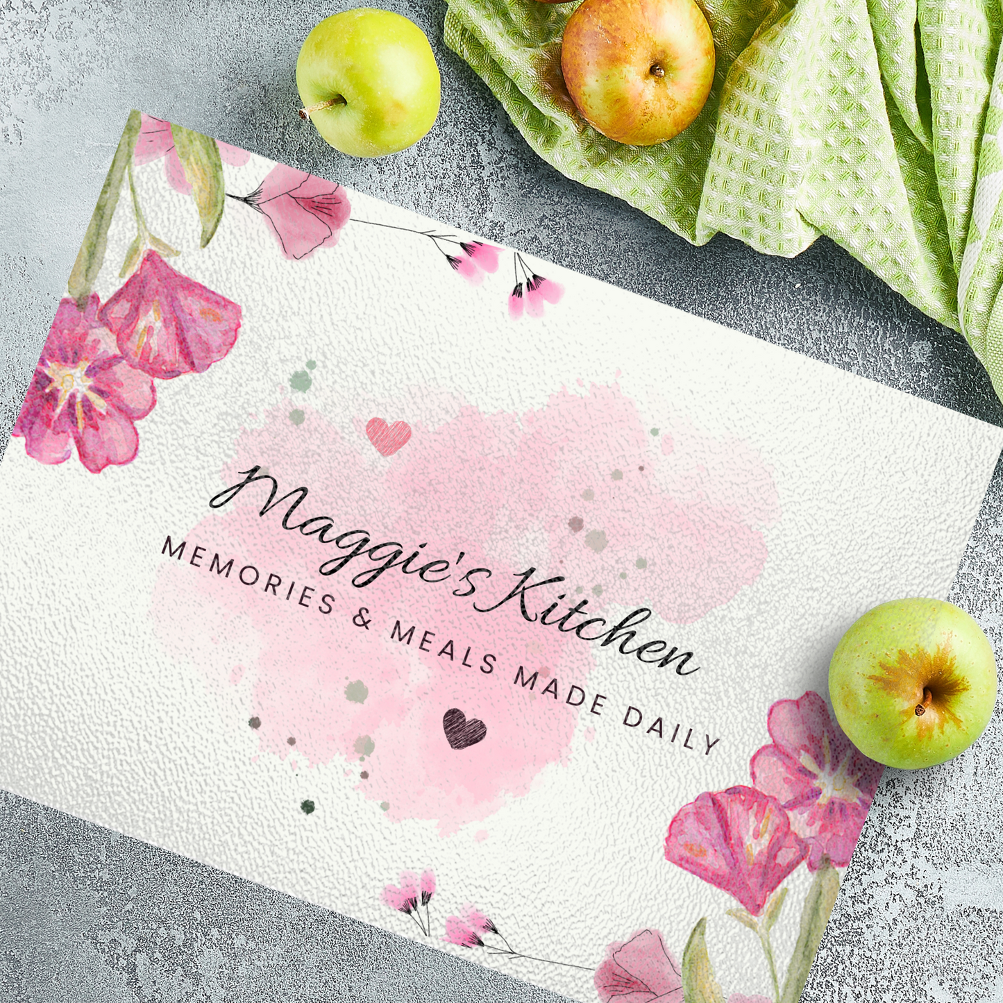 Personalized Textured Glass Cutting Board Pink