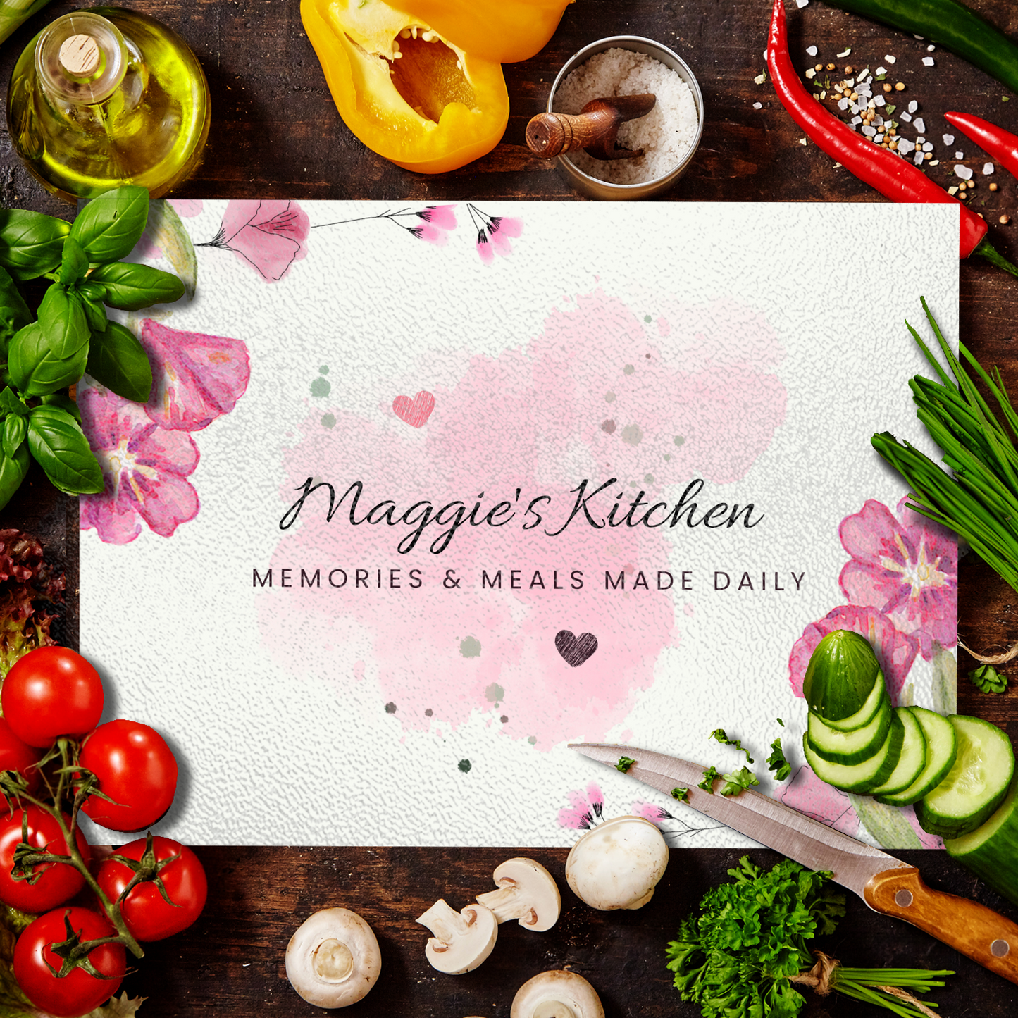 Personalized Textured Glass Cutting Board Pink