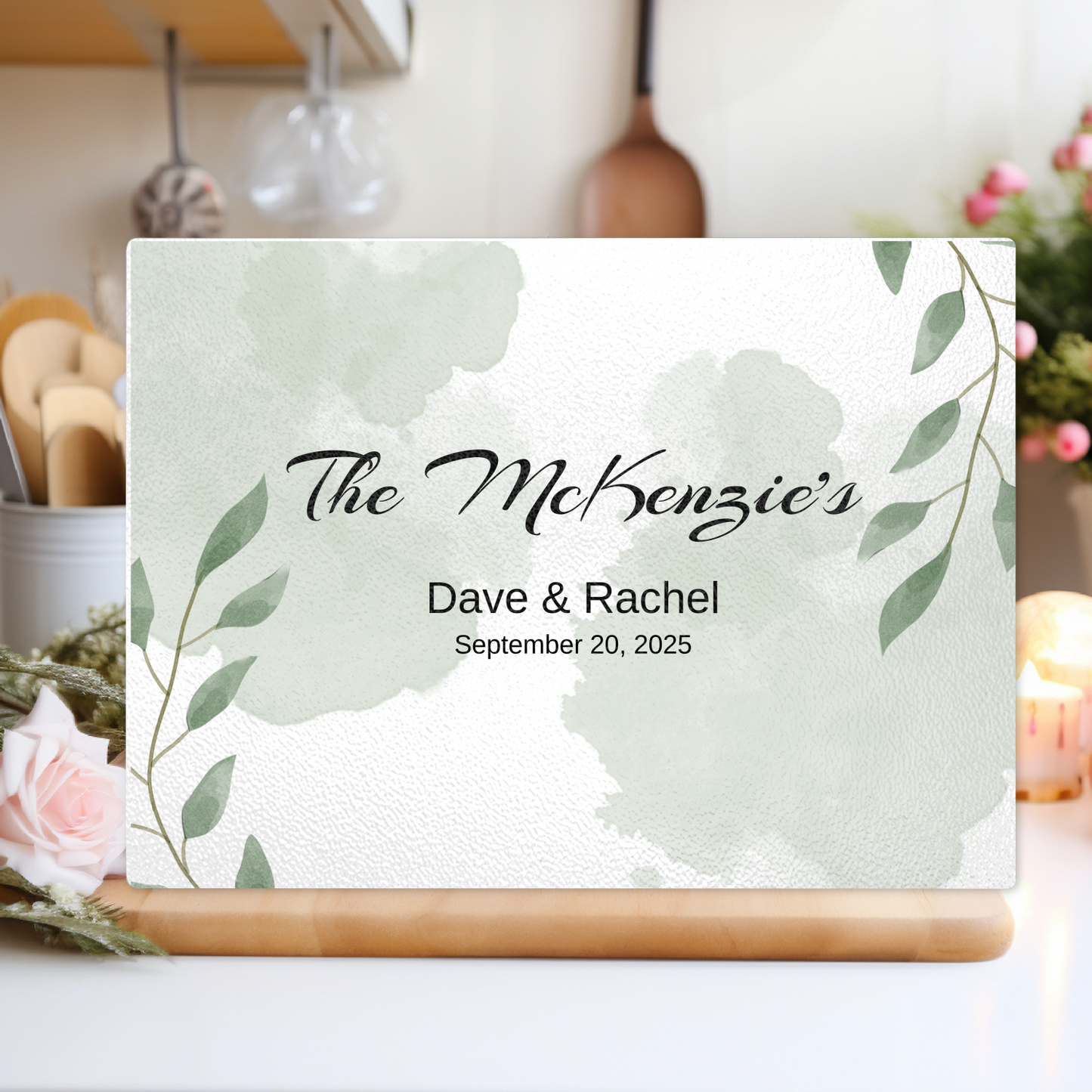 Personalized Textured Glass Cutting Board Green