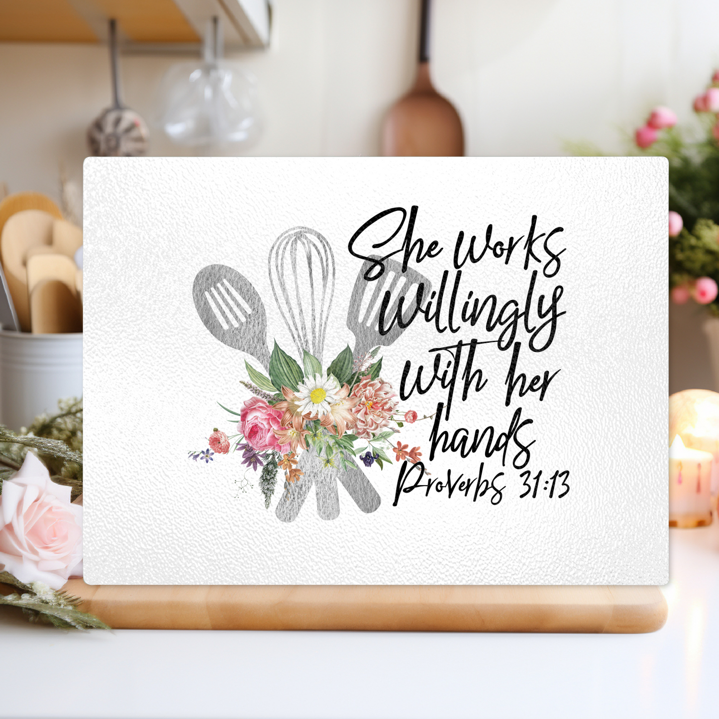 Textured Glass Cutting Board Proverbs