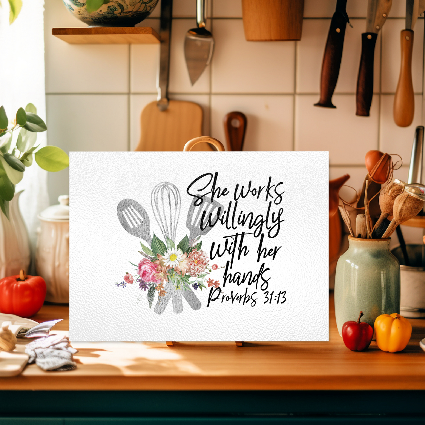 Textured Glass Cutting Board Proverbs