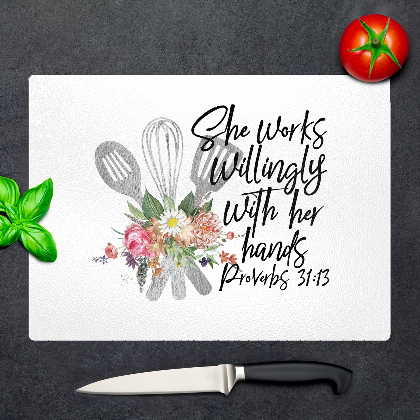 Textured Glass Cutting Board Proverbs
