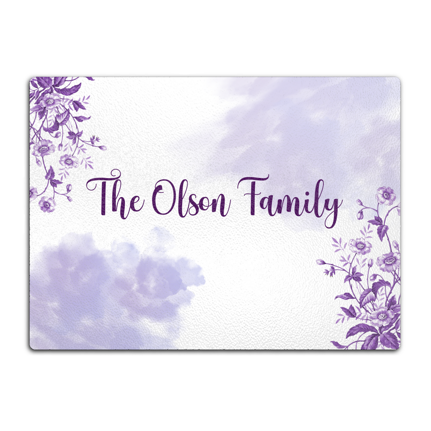 Personalized Textured Glass Cutting Board Purple