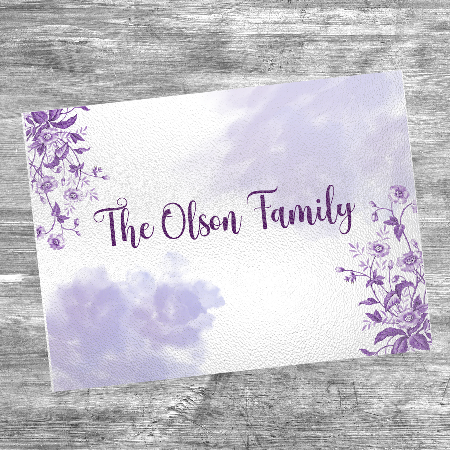Personalized Textured Glass Cutting Board Purple