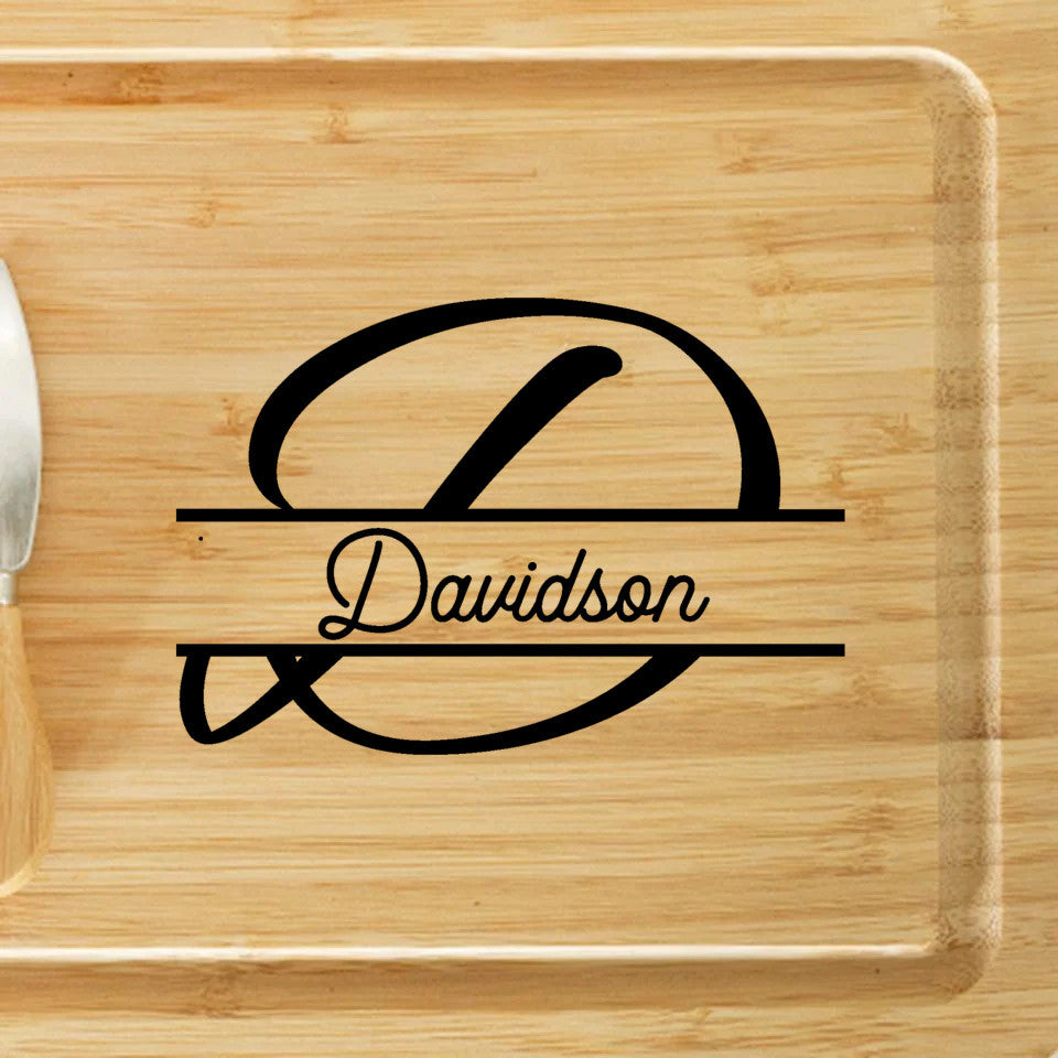 Personalized Bamboo Charcuterie Board - Split Letter With Name