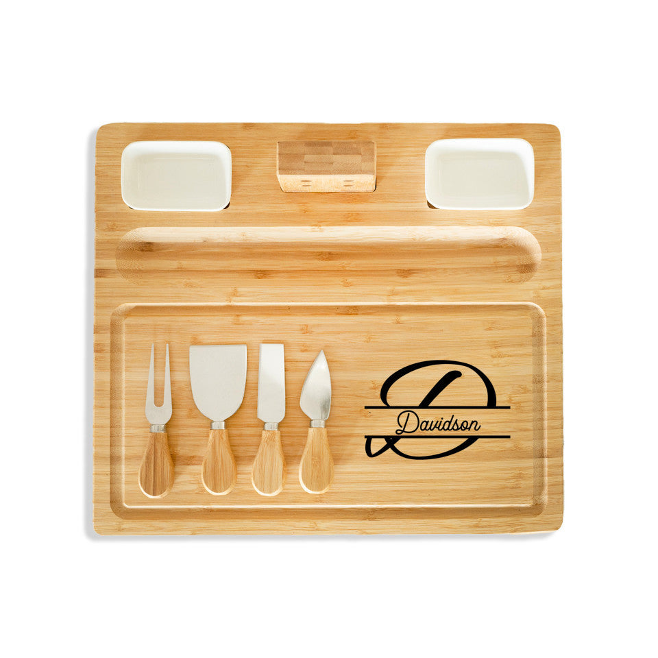 Personalized Bamboo Charcuterie Board - Split Letter With Name