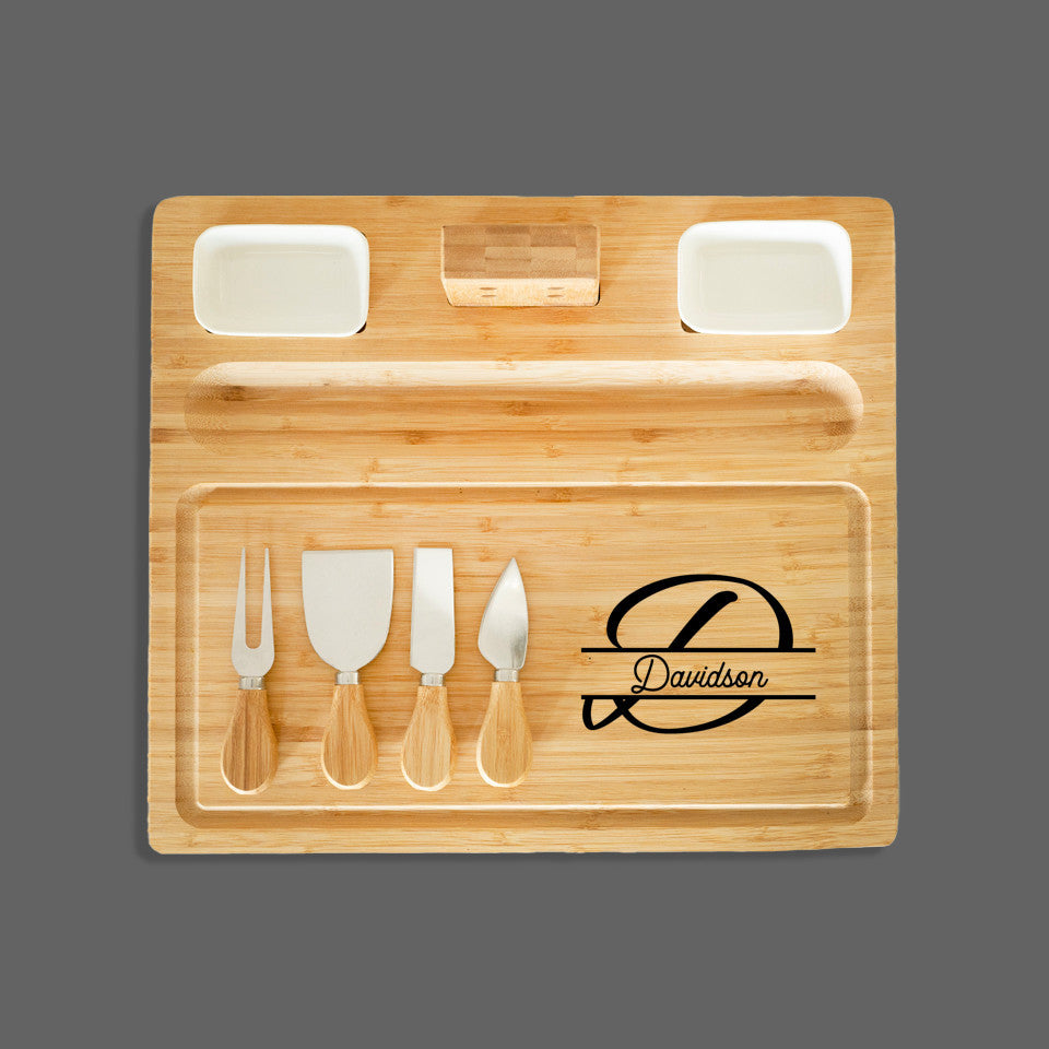Personalized Bamboo Charcuterie Board - Split Letter With Name
