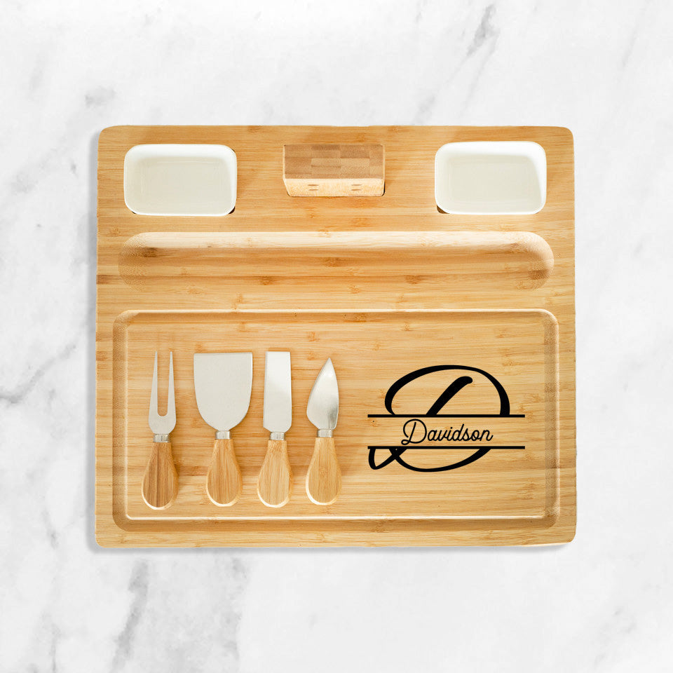 Personalized Bamboo Charcuterie Board - Split Letter With Name