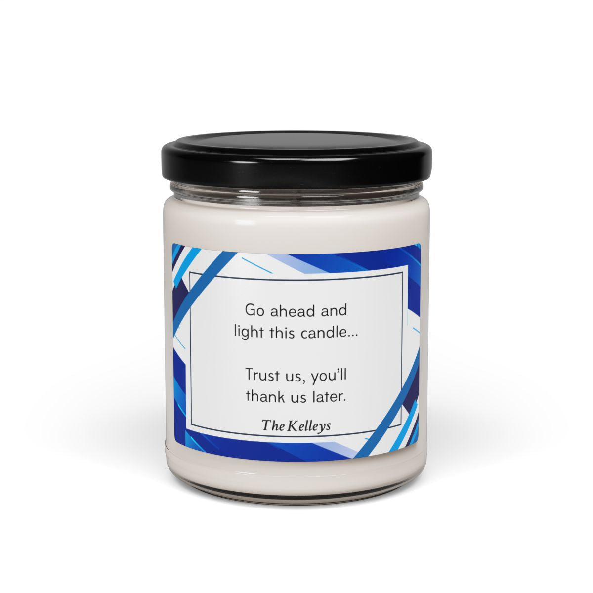 Blue Personalized Scented Soy Candle, 9oz
