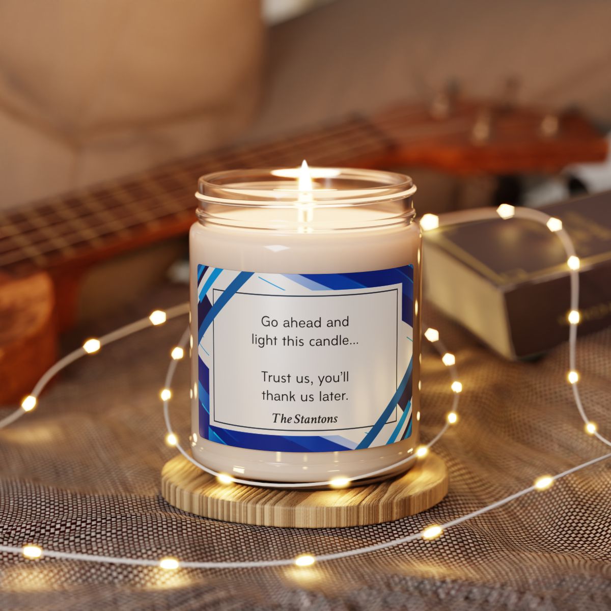 Blue Personalized Scented Soy Candle, 9oz