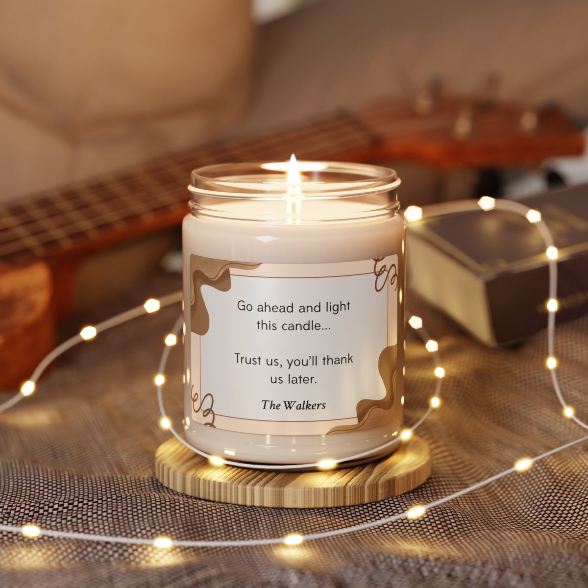 Brown Personalized Scented Soy Candle, 9oz