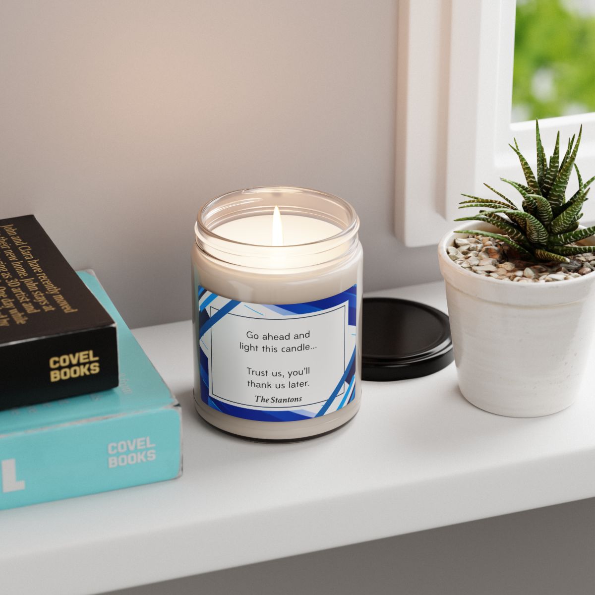 Blue Personalized Scented Soy Candle, 9oz