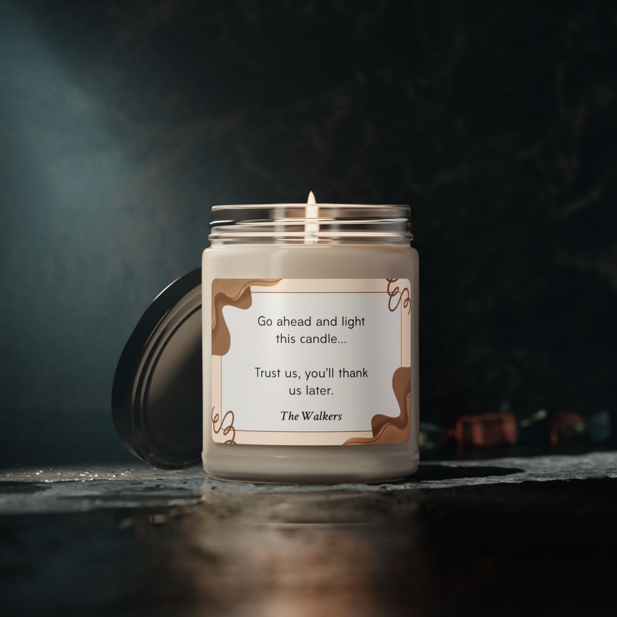 Brown Personalized Scented Soy Candle, 9oz