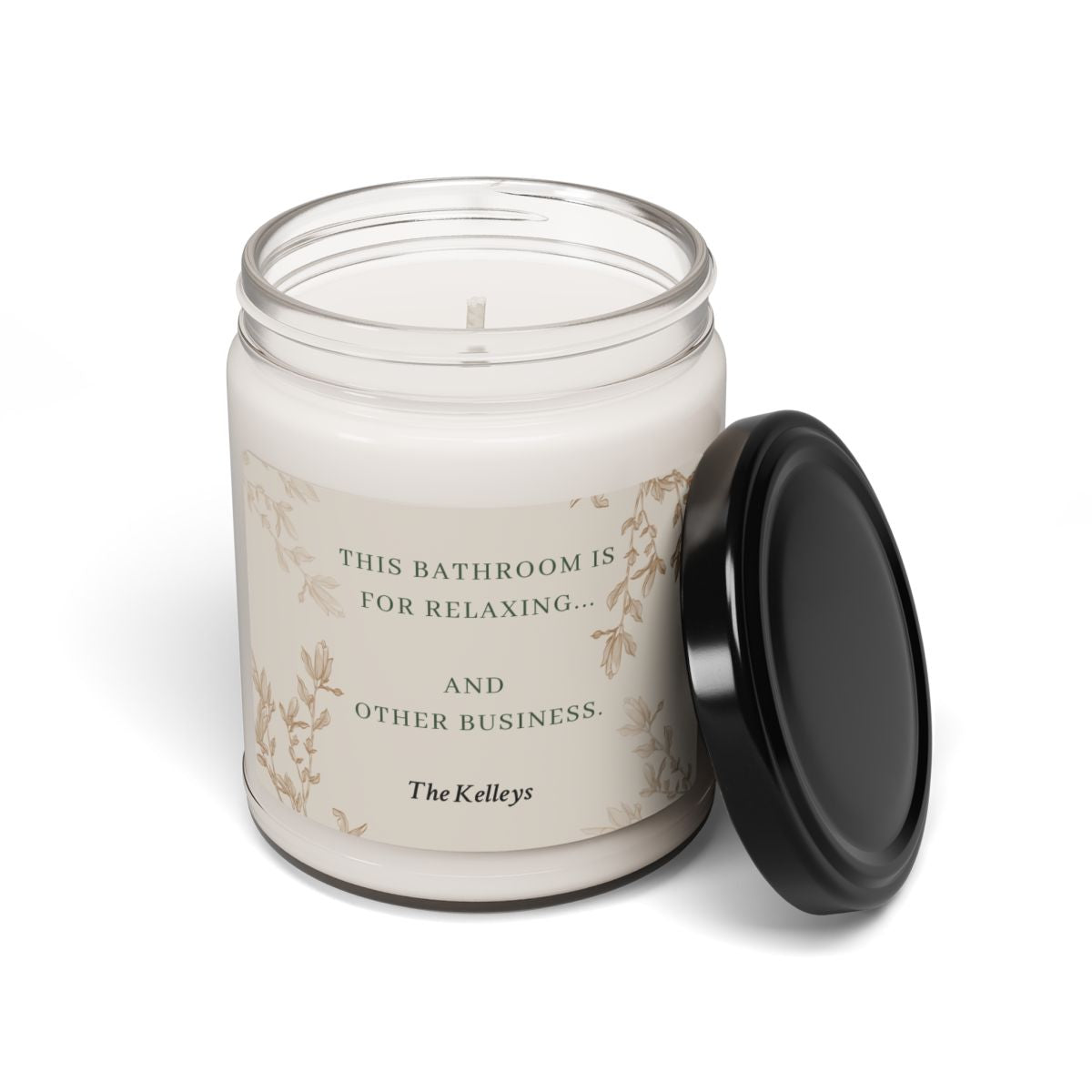Beige Personalized Scented Soy Candle, 9oz