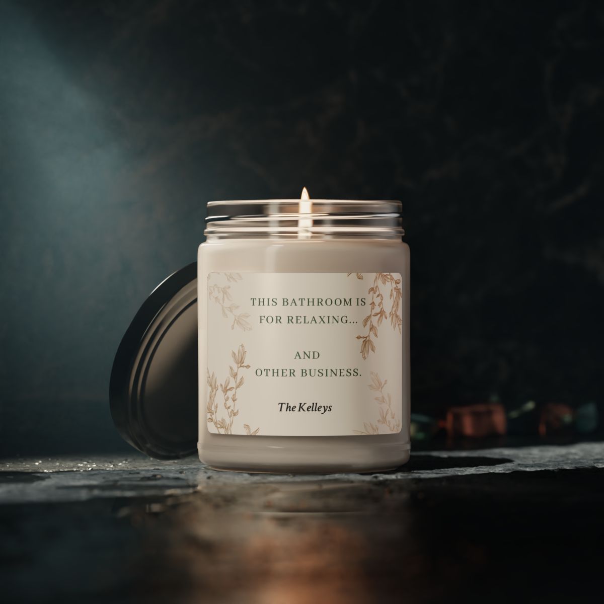 Beige Personalized Scented Soy Candle, 9oz