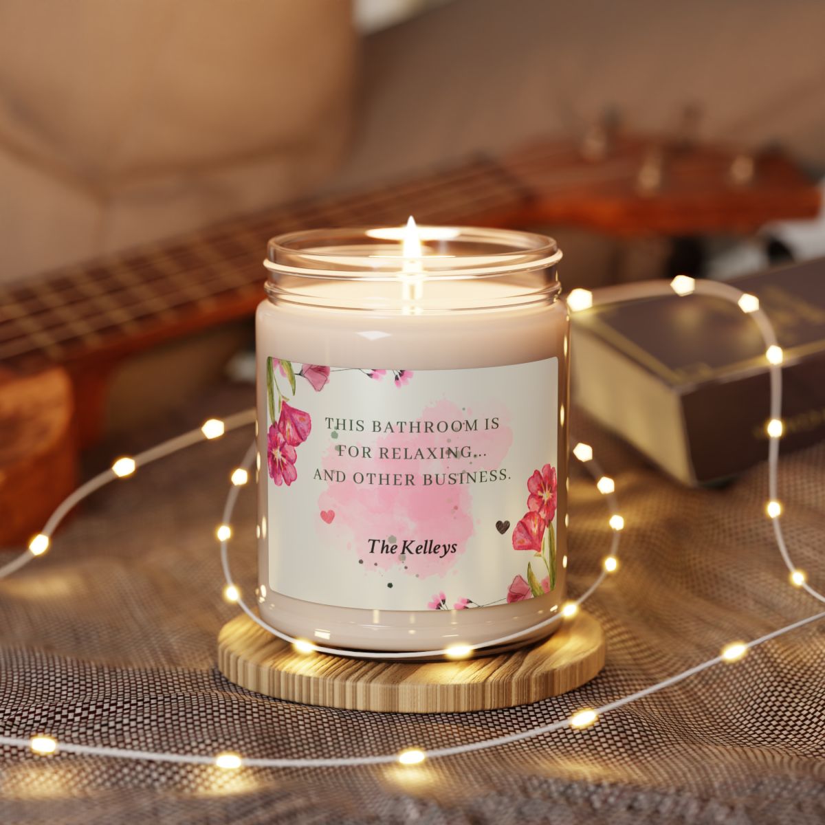 Pink Personalized Scented Soy Candle, 9oz