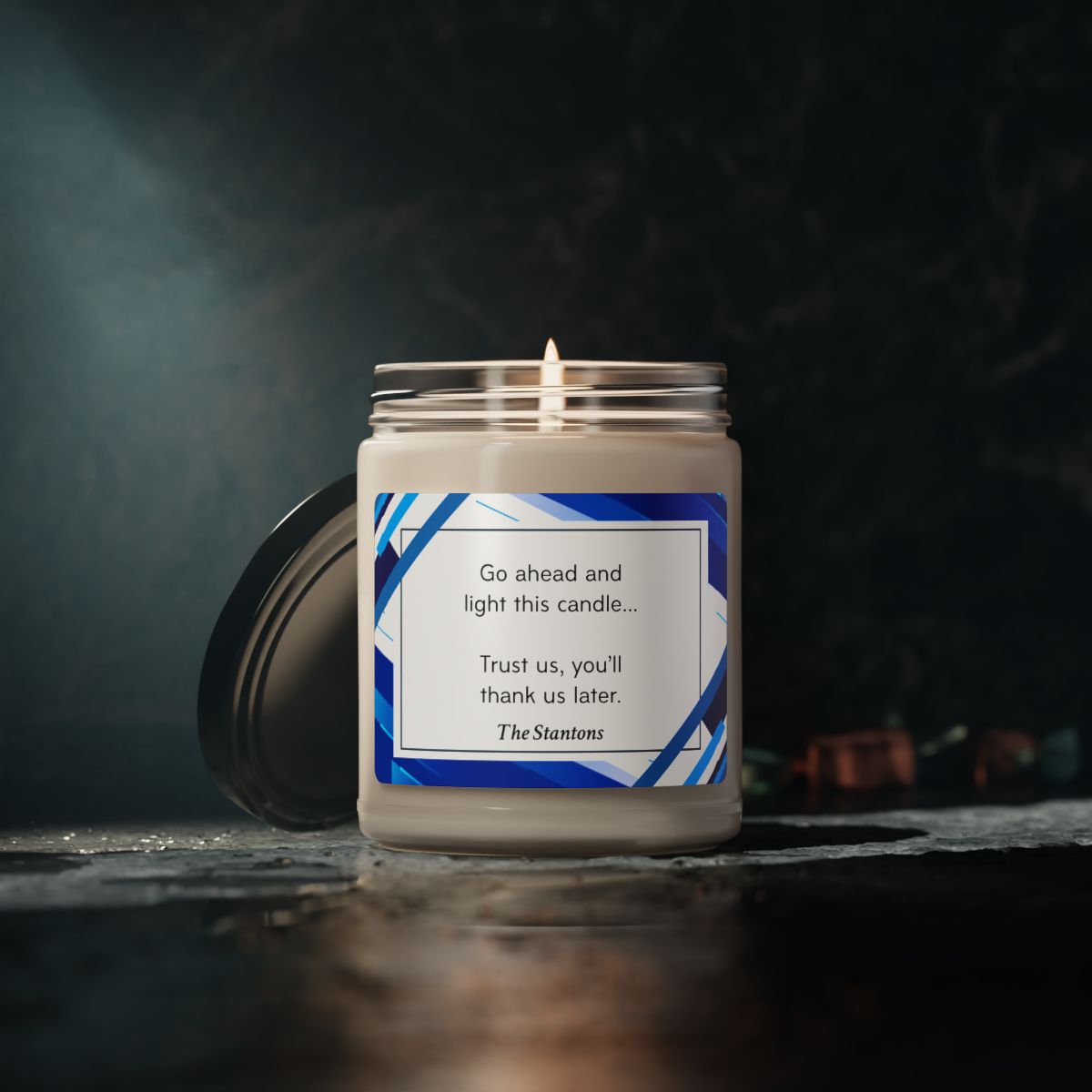 Blue Personalized Scented Soy Candle, 9oz
