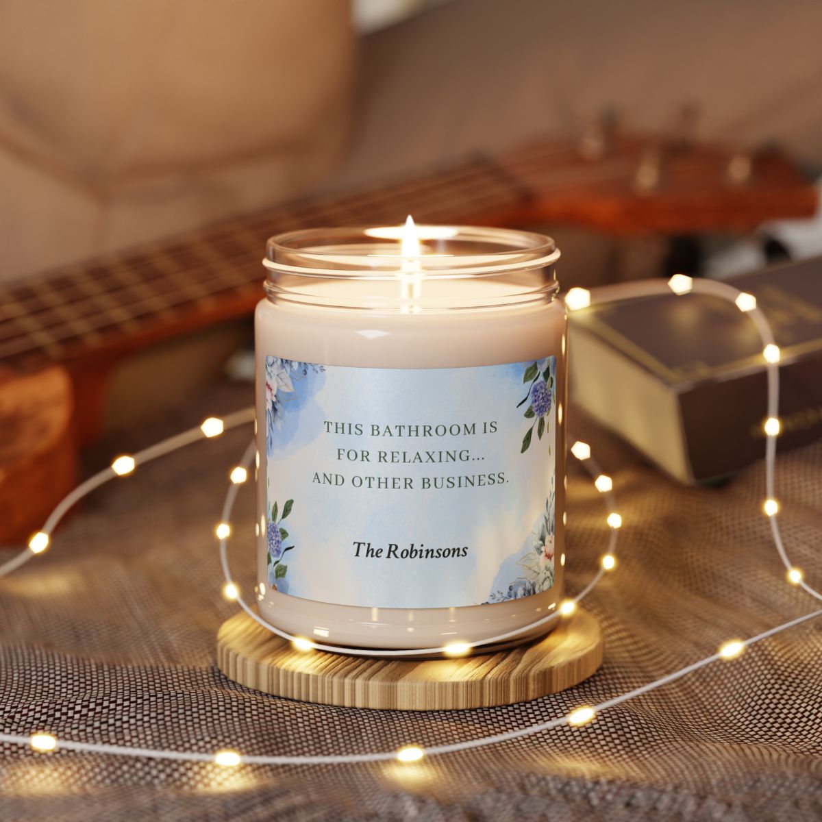 Blue Personalized Scented Soy Candle, 9oz