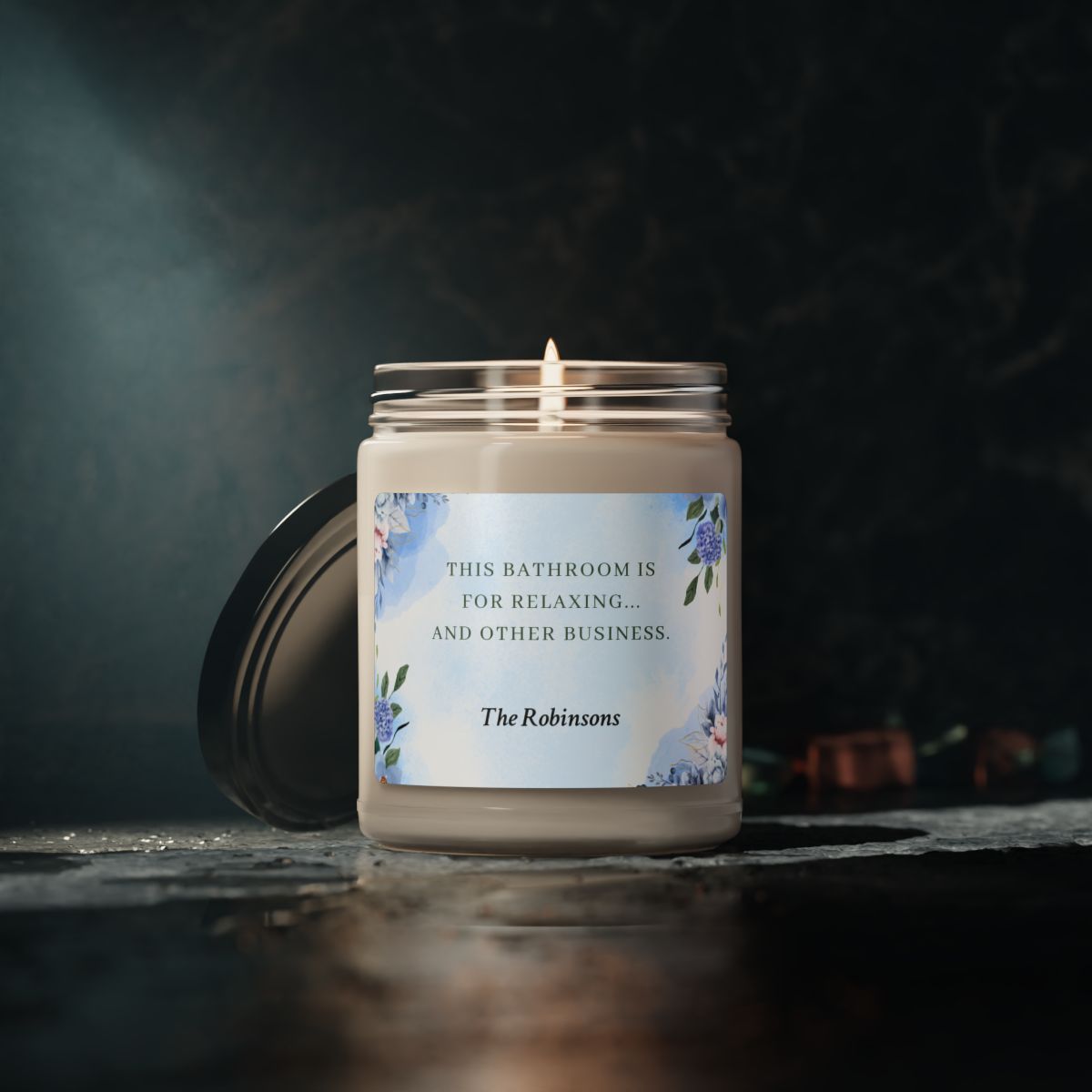 Blue Personalized Scented Soy Candle, 9oz