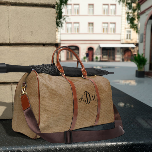 Stylish Personalized Travel Bag, Custom Waterproof Nylon Duffle, Durable Carry-On with Leather Handles, Weekend Adventure Gear