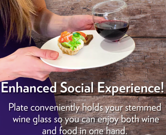 Personalized Wine Plates, Wine Glass Holder, Tapas Plates, Hostess Gift for Women, Outdoor Entertaining, Unique Wine Gifts