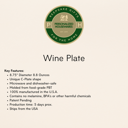 Personalized Wine Plates, Wine Glass Holder, Hostess Gift for Women, Outdoor Entertaining, Unique Wine Gifts